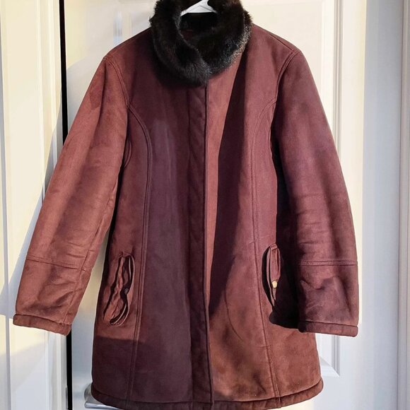 Vintage London Fog Faux Fur Trim Coat - Size L - Picture 3 of 8